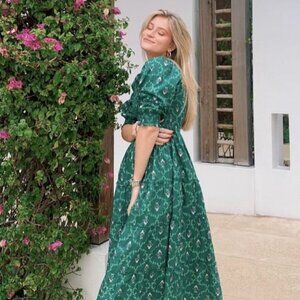 Hill House - The Nesli Nap Dress - Emerald Trellis / XS